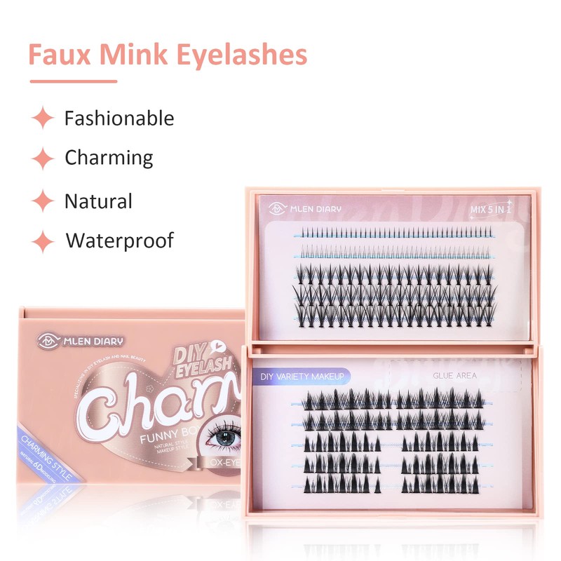 MLEN DIARY Individual Eyelashes, Pack of 246 Lash Clusters Eyelash