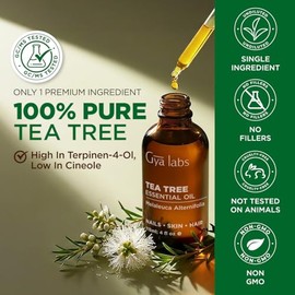 100% Pure Tea Tree Essential Oil - 4 Fl Oz - Tea Tree Oil for Hair, Skin, Diffuser, Aromatherapy & DIY Candle Making Scent