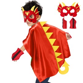 AUTOWT Capa de Disfraz de Dinosaurio para Niños, 4PCS Disfraz de Dragón para Niños Pequeños, Ropa con Máscaras Juego de rol de Dinosaurio Recuerdos de Fiesta de Cumpleaños Niñas y Niños