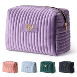 COSHAYSOO Initial Makeup Bag Purple for Women Letter P