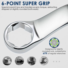 YIYEIE 6 Pc. Bolt Extractor Wrench Set, Metric 8-19mm, 6 Point Box End Wrench Set with 45° Offset, CR-V Steel, Stripped & Rounded Bolt Remover Wrench with EVA Foam