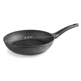 LACOR - 26818 - Java Pan Forged Aluminium, 100% PFOA-Free, Non-Stick Stone Particles, Base Full Induction, Diameter 18 x 4 cm, Black