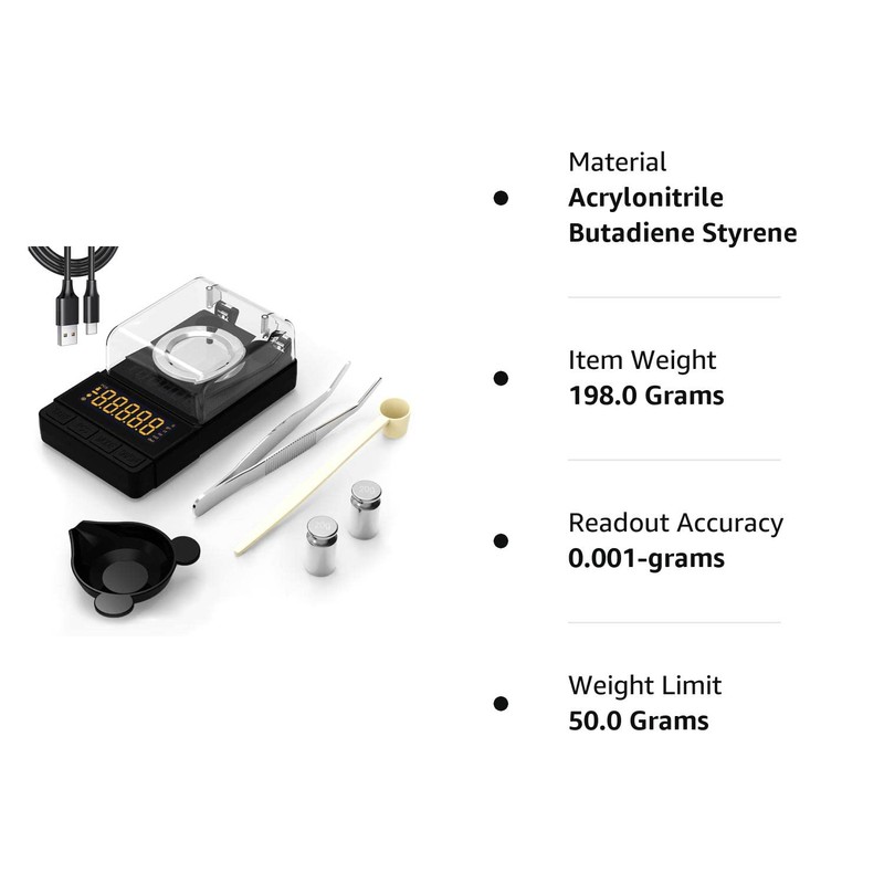 MAXUS Digital Milligram Scale 50g/0.001g, Compact Mg Scale with 20g