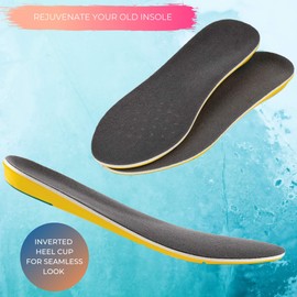 Plantilla ortopédica para fascitis plantar, espuma viscoelástica, 1/2 pulgadas, aumento de altura (amarillo), excelente absorción de golpes y amortiguación, las mejores plantillas para hombres y mujeres para uso diario, talla S