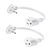 Flat Plug 1Ft Short Extension Cord, White 90-Degree Plug Low