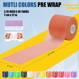 Pre Wrap Athletic Tape 2 Pack, 2.76 Inch x 30 Yards Athletic Tape Sports Prewrap, Foam Underwrap for Ankle Wrist Knee Elbow Hair Soccer, Orange