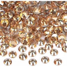 2880PCS Art Nail Rhinestones Non Hotfix Glue Fix Round Crystals Glass Flatback for DIY Jewelry Making with one Picking Pen (ss10 2880pcs, Lt. Peach)