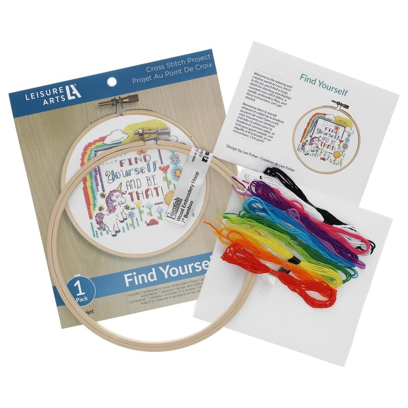 Leisure Arts Cross Stitch Kits 7" Find Yourself Cross Stitch