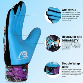 Arsh Sports 2Pack Goalkeeper Gloves for kids, Youth and Adult Football Soccer Goalie gloves with 4-mm Latex Spine & Double Wrist Protection (Blue, Size 4 suitable for 6 to 9 years old)