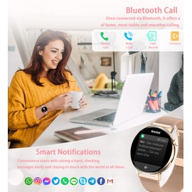 INNOFOVO Smartwatch Damen Rund, 1,32 Zoll Touchscreen Smart Watch Damen mit Telefonfunktion 19 Sportmodi Fitnessuhr Damen IP67 Wasserdicht Sportuhr mit Pulsschlag Schlafmonitor Schrittzähler
