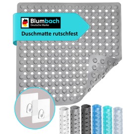 Blumbach® Shower Mat Non-Slip 53 x 53 cm - 100% BPA Free - Includes 2 Hooks for Hanging - Non-Slip Mat Shower & Bathtub, Shower Mat, Mould Resistant & Machine Washable
