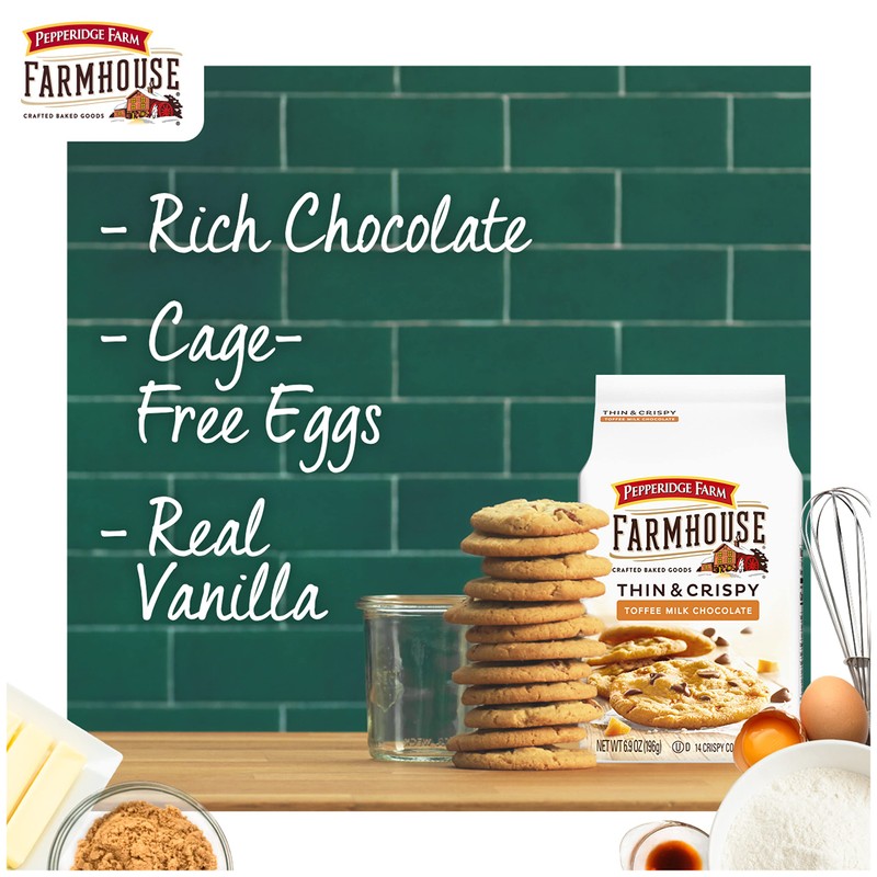 Pepperidge Farm Farmhouse Thin & Crispy Toffee Milk Chocolate Cookies,