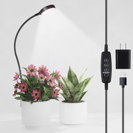 GYTF LED Grow Light, 6000K White Full Spectrum Plant Light for Indoor Plants, Gooseneck Clip-on Plant Lamp with Dimmable, Auto ON/Off 4 8 12 18Hrs for Small Pot Houseplants