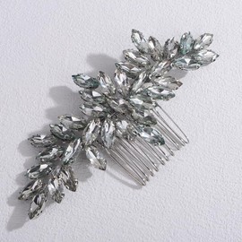 Lenjicons Teardrop Rhinestone Hair Comb Bridal Headpiece Rhinestone Wedding Hair Comb Luxury Crystal Bridal Headband Wedding Hair Accessories for Women (mint green)
