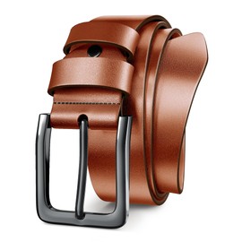 Papaanils Tan Leather Belt, Genuine Mens Leather Cognac Belt, Size Adjustable, Length120cm