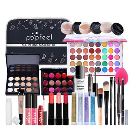 BrilliantDay 15 Piece Multi-Purpose Makeup Set, All-in-One Makeup Gift Set, Cosmetic Palette Starter Kit, Lip Gloss, Blush, Brush, Eyeshadow Palette, Highly Pigmented, for Women, Girls