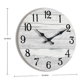 KECYET Wall Clock Battery Operated 16 Inch Large Gray Silent Non Ticking Country Rustic Design Vintage Retro Decorative for Bathroom Kitchen Bedroom