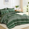 Yiran Dark Green Comforter Queen Size, 7 Piece Boho Aztec