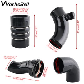 VVORHSBELL Cold Side Intercooler Pipe Compatible with 2011-2016 Ford 6.7L V8 Powerstroke F250 F350 F450 F550 Turbo Intercooler Hose Kit(667-300)