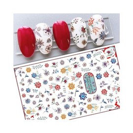 Flowers Nail Sticker Rose Daisy Leaf Branch Ink Painting Bohemian Embroidery F731 Nail Wraps Stickers Manicure Supplies for Women Nails Full Long Lasting Easy Apply and Remove