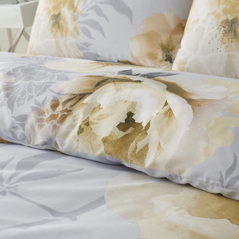 Catherine Lansfield Dramatic Floral Easy Care Single Duvet Set Ochre