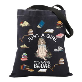 BNQL Just a Who Girl Loves Books Gifts Tote Bag Book Lover Gifts for Women Girl Book Reader Gifts for Bookworm Nerd Tote Bag (Loves Books Tote Bag black), Loves Books Tote Bag Black, Large, Tote Bag