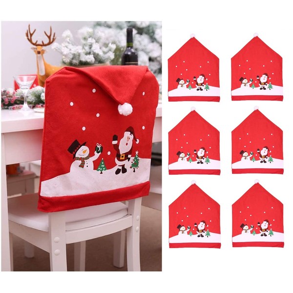 6 Pack Christmas Chair Covers, Christmas Dining Chair Slipcovers Red