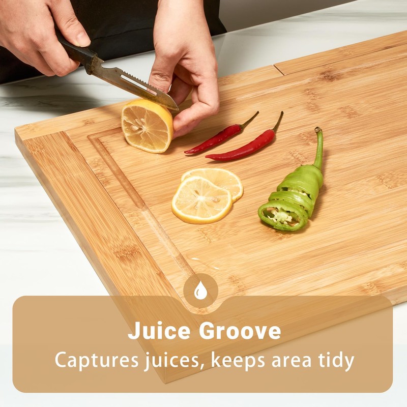 Bamboo Expandable Over The Sink Cutting Board with Juice Groove