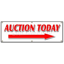 72" Auction Today with Right Arrow Banner Sign Antiques Jewelry Estate