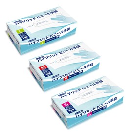 Disposable Gloves, Nitrile Vinyl Synthetic Gloves, Hybrid Gloves, Blue, Powder Free, 100 Pieces, Medium Size (Medium)