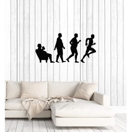 Vinyl Wall Decal Fat Man Evolution Home Gym Running Motivation Sports Stickers Mural Large Decor (ig6018) Black