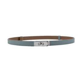 ANHAISHUILV Women's Skinny Leather Belt with Adjustable Silver Turn-Lock Buckle - Ideal for Dresses, Jeans, and Coats, Light Blue