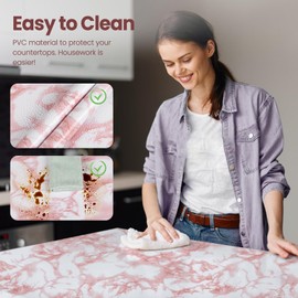 Abyssaly Pink and White Marble Contact Paper, Faux Marble Peel and Stick Wallpaper for Cabinets and Drawer Shelf, Self Adhesive Granite Counter Top Waterproof Decorative Wall Paper 15.7in X 118in