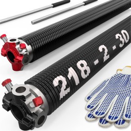 Blesseras Garage Door Torsion Springs Replacement with Non-Slip Winding Bars, Oil-Free Electrophoretic Coated Coil 2-Inch Diameter Spring Set, 1 Pair, 218 x 2'' x 30''