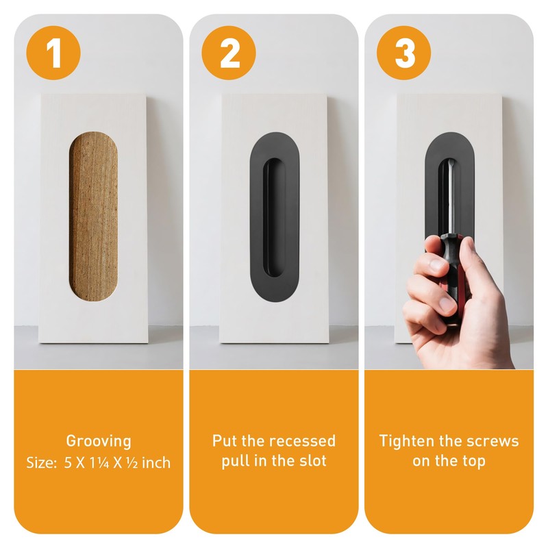 Malimali 6 Inch Oval Black Pocket Door Pull, Stainless Steel