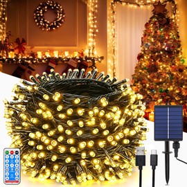 MOLVCE Solar Lights, 10M (32.8ft), Solar Fairy Lights with 100LED, Waterproof Solar Lights Outdoor Garden with 8 Modes, Remote Control, Timer, for Christmas, Garden, Balcony, Warm White