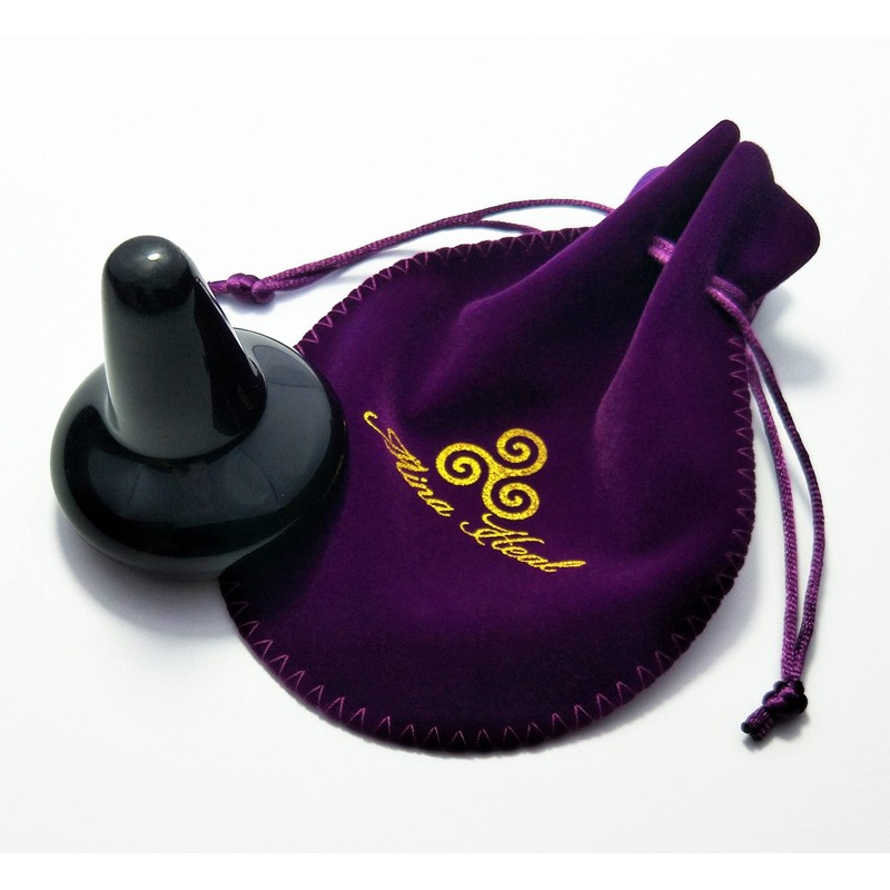 Mushroom Shape Trigger Point Massager Made of Obsidian Gemstone for