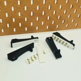 4pk Secure Wall Mounting, SKADIS Compatible, Includes Command Strips, Black