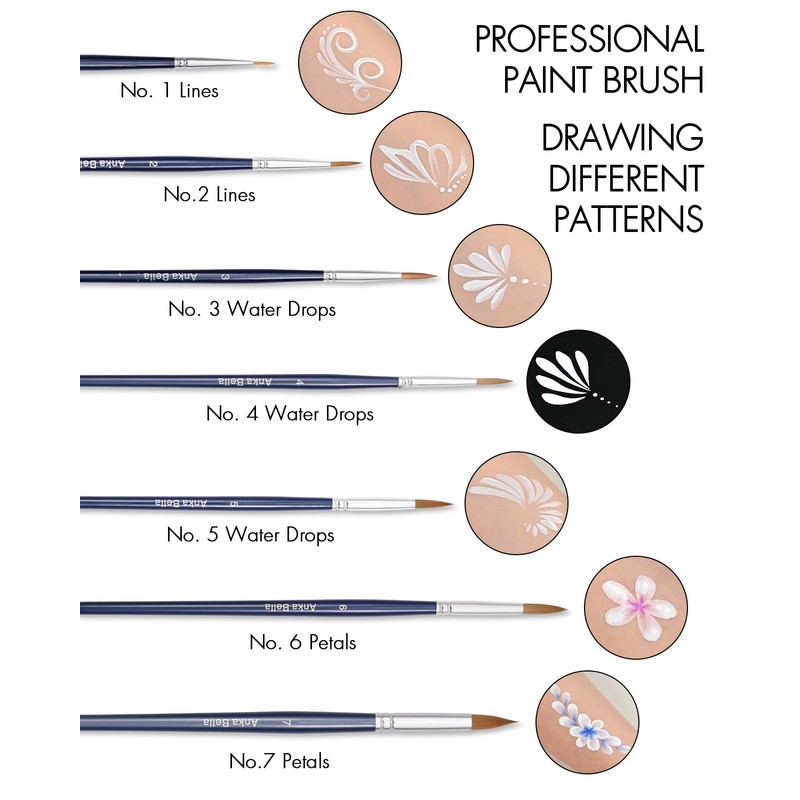 Anka Bella Professional Pre-Quality Face Paint Brushes Set,Including 14pcs Different