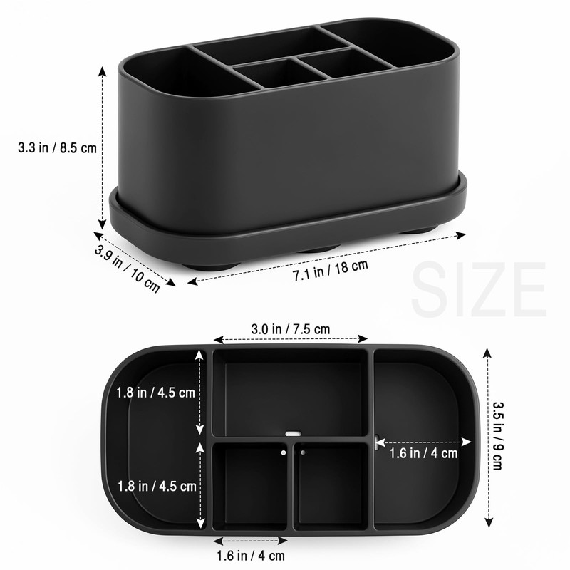 Luxspire Toothbrush Holders for Bathrooms, Silicone, 5 Slots, Black