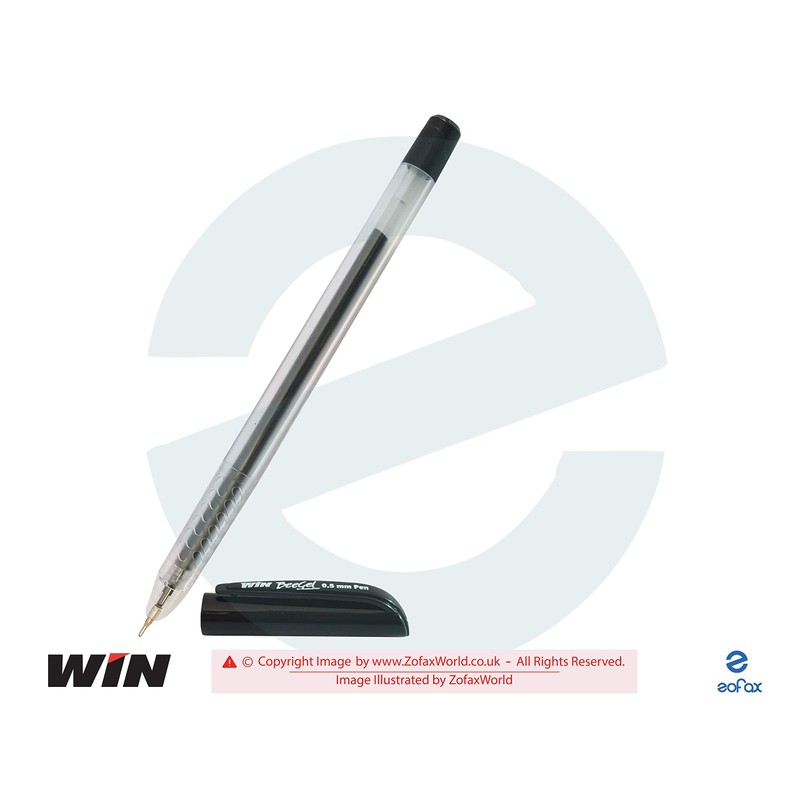WIN BeeGel 5 x 0.5mm Fine Tip BLACK Gel Pens