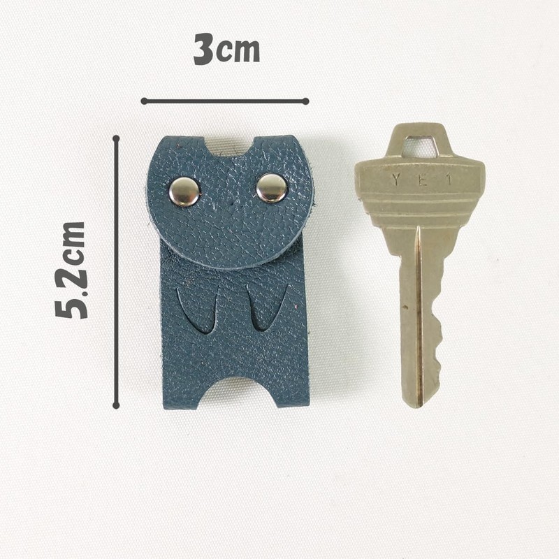 KUROKAWA Mini Key Cover, Cat Protection, Genuine Leather, Ring Included,