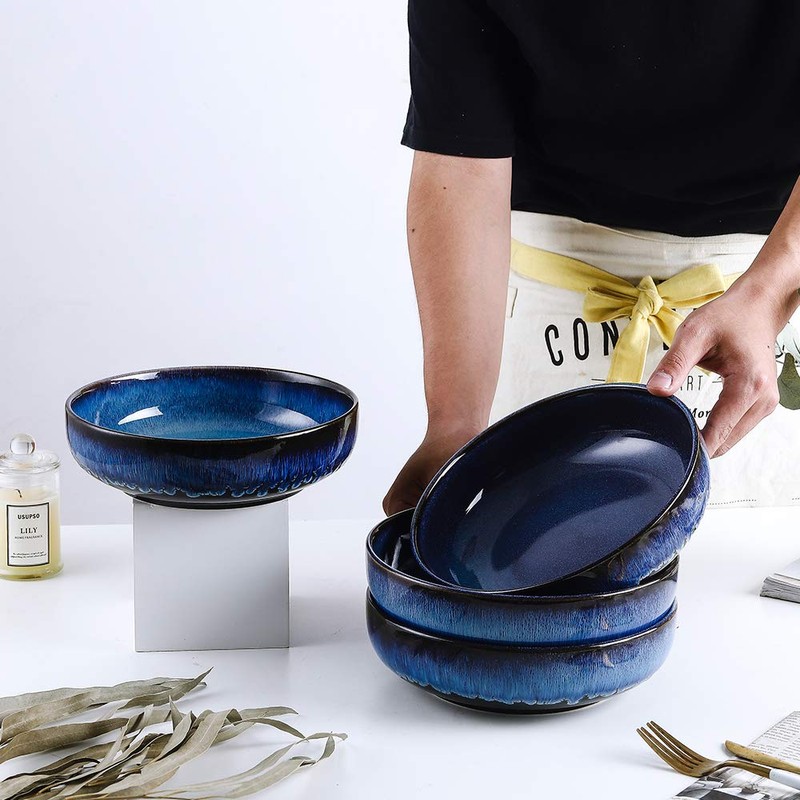 KOOV Ceramic Bowl, 46 OZ Pasta Bowls Set of 4,