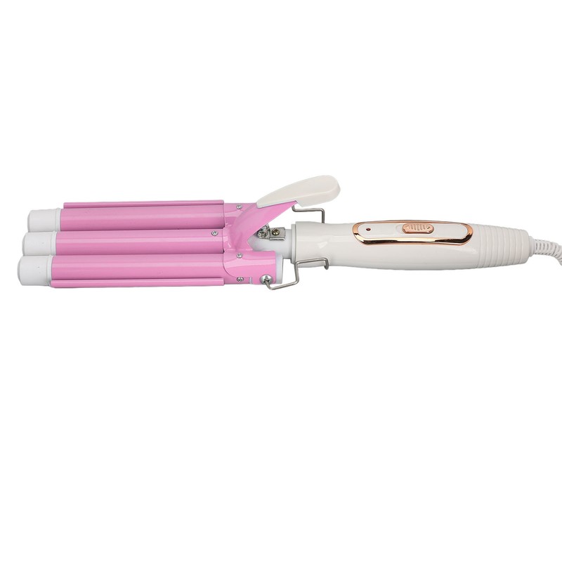 3 Barrel Curling Iron Wand Ceramic Glaze Coating Adjustable Frizz