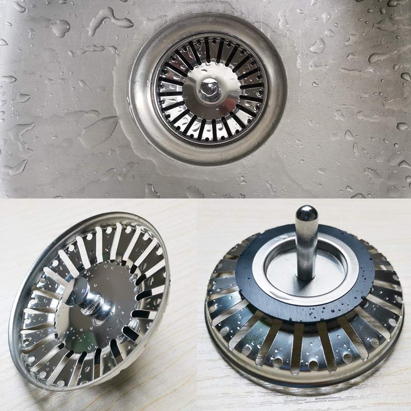 Kitchen Sink Strainer,YMWALK Stainless Steel Sink Strainer Plug,Dual Function Basket