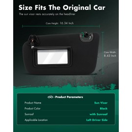 SCITOO Car Sun Visor Assbembly with Mirror Fit for 2012-2016 for Nissan for Leaf,2013-2019 for Nissan for Sentra Black with Sunroof(Left Driver Side)