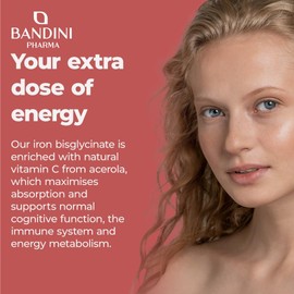 Bandini® Iron Capsules High Strength | 70mg Vegan Iron Bisglycinate with Natural Vitamin C | 6+ Months Supply, 180 Capsules | Tiredness, Fatigue, Blood, Immunity | High Absorption Supplement