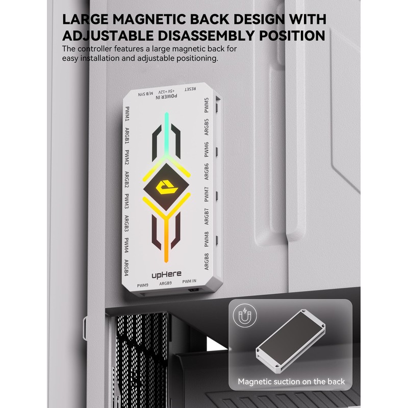 upHere ARGB Controller for PC, 5V 3-Pin PWM Temperature Control,