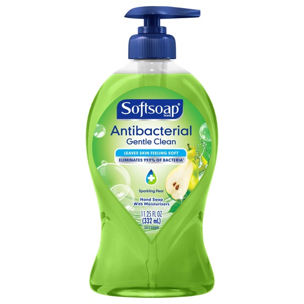 Softsoap Antibacterial Liquid Hand Soap Pump Gentle Clean Sparkling, Pear, 11.25 Fl Oz
