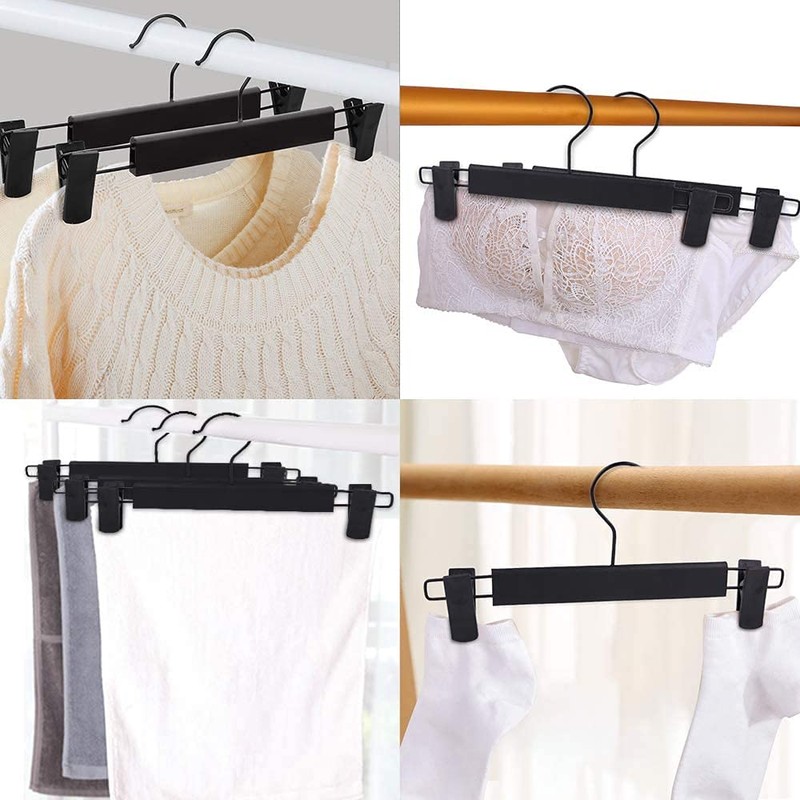 30 Pack Skirt Hangers，Pants Hangers with Clips，360 ° Swivel Hooks